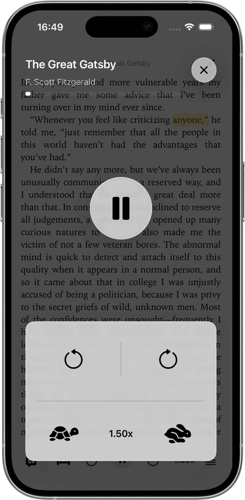EchoReader read-aloud controls