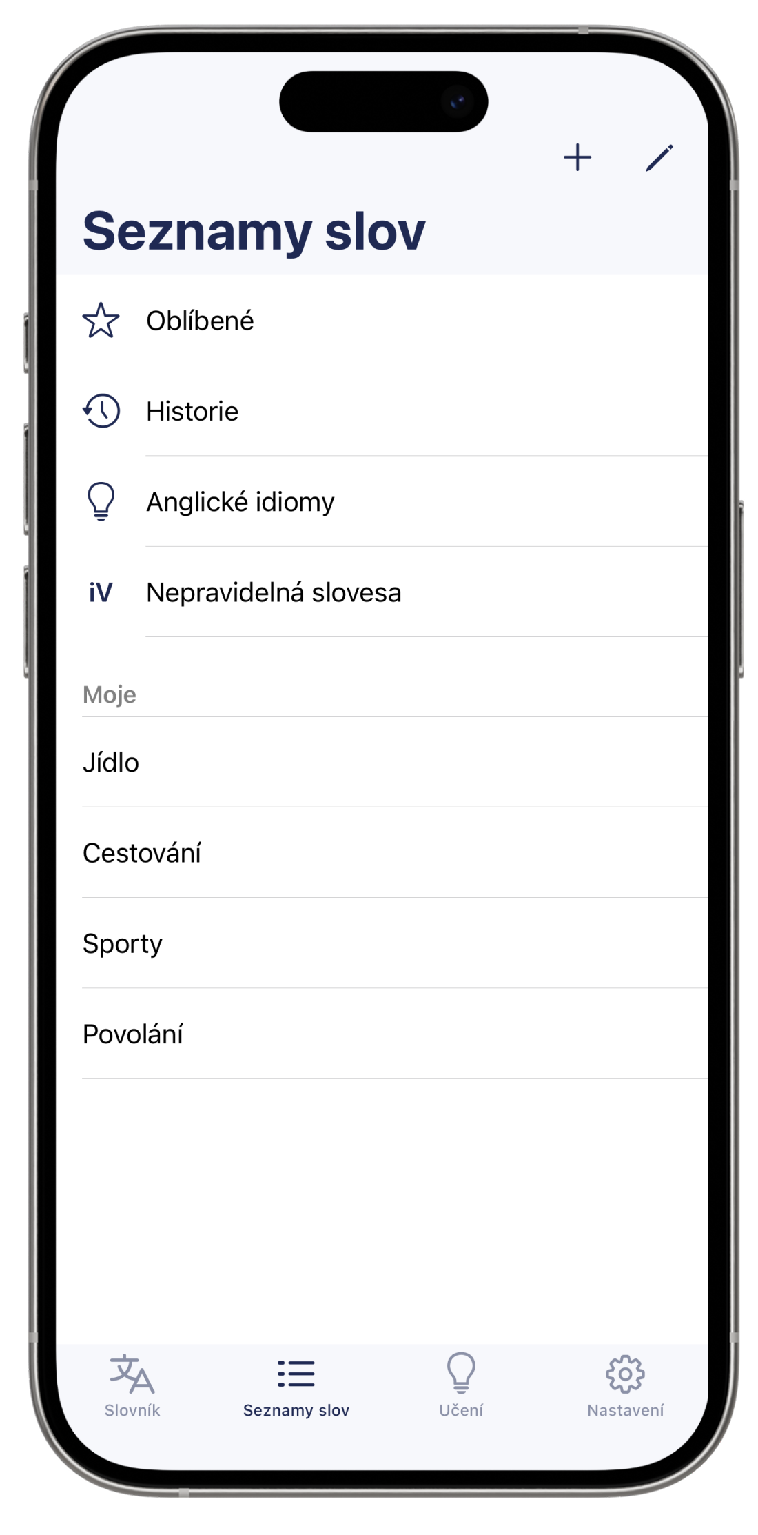 Dictionary home screen