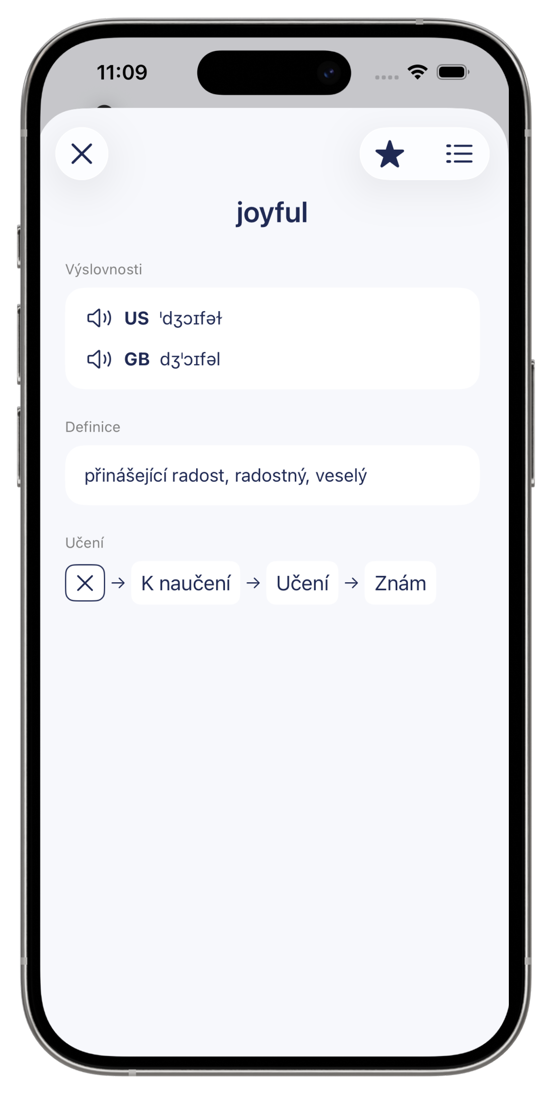 Language detection screen