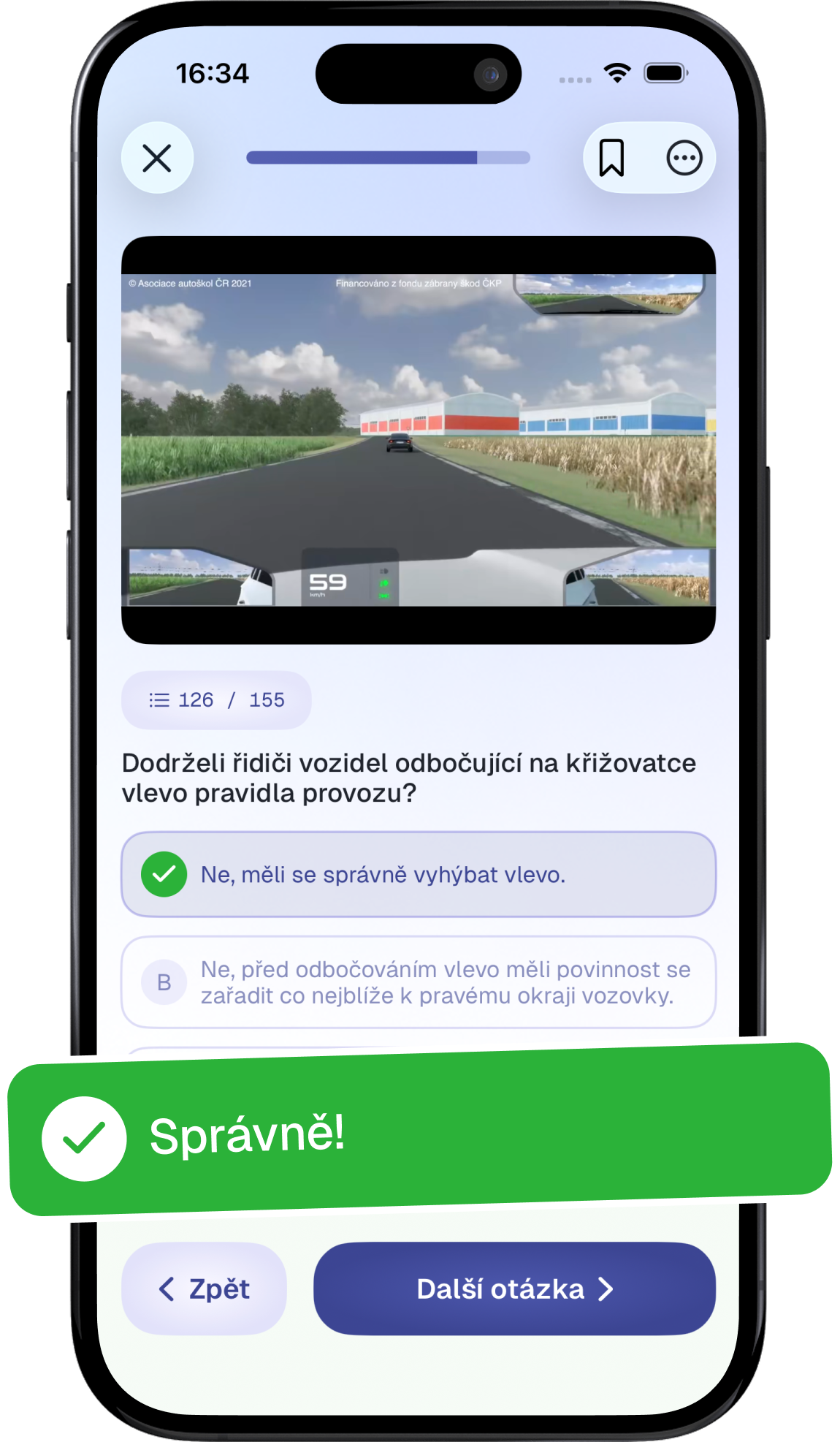 Procvičování otázky v aplikaci Testys